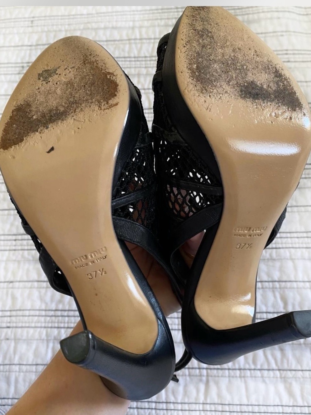 MIU MIU Vintage Heels Peep Toe Style
Black Leather Mesh Platform size 37.5 - Picture 6 of 9